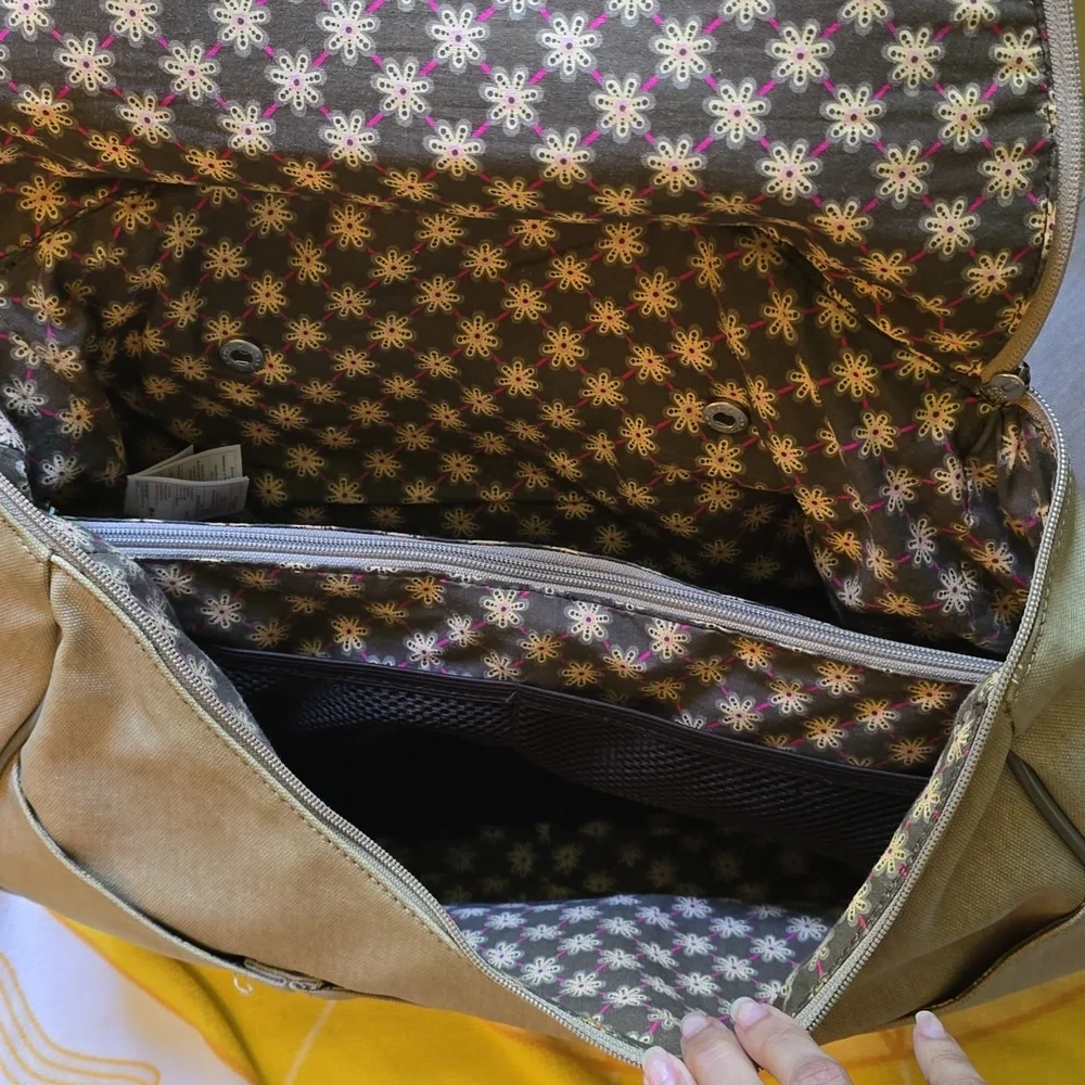 VGUC- Minene Tan Baby Diaper Bag with Adjustable Straps And Accessories